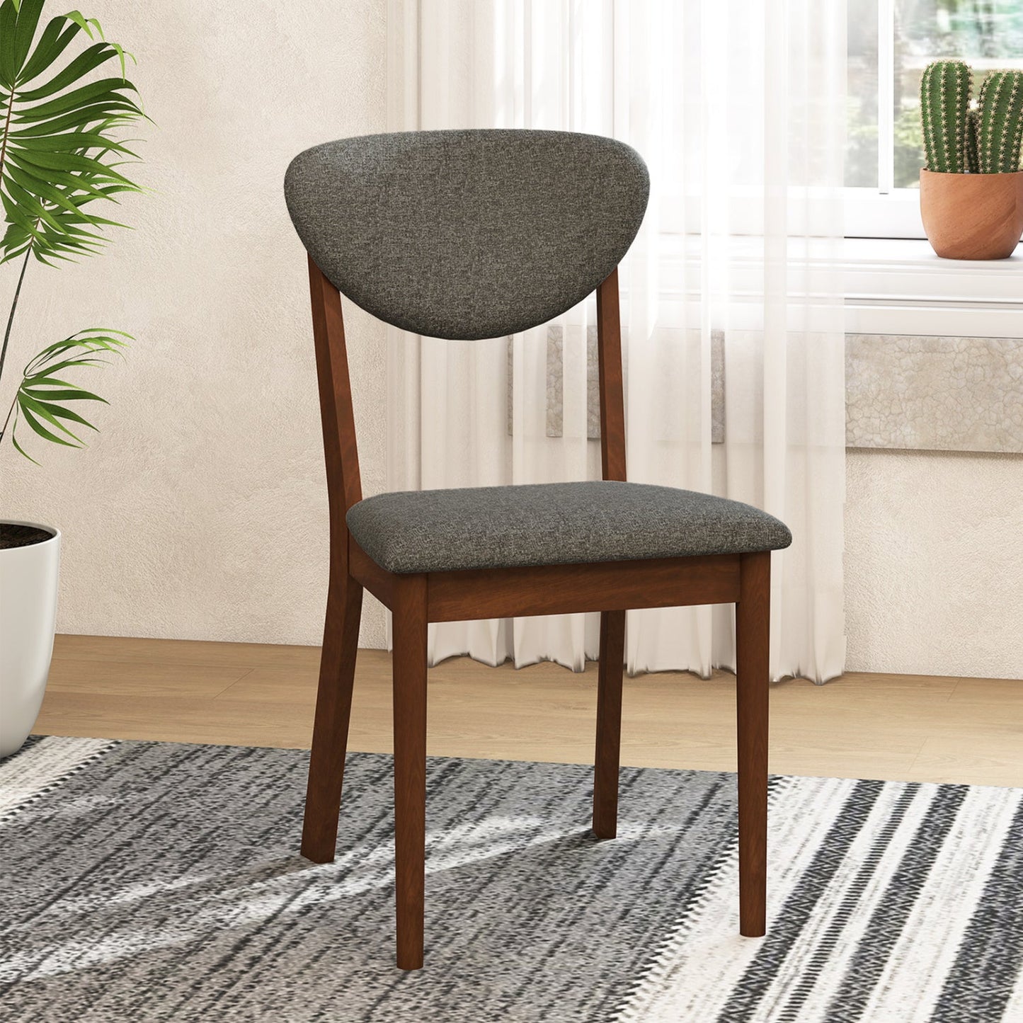 Dining chairs set of 4 DirectDeals with gray fabric seats and backrests on wooden legs on Tampa Home & Garden Store
