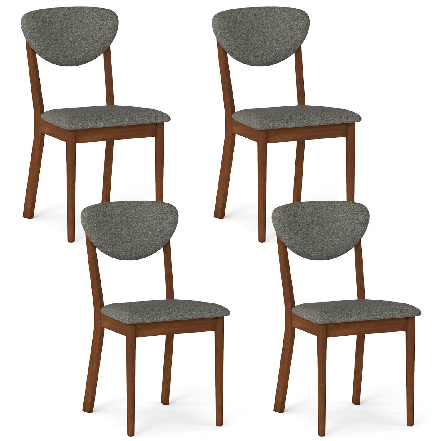 Dining chairs set of 4 with padded gray seats and curved backrests, wooden legs DirectDeals on Tampa Home & Garden Store
