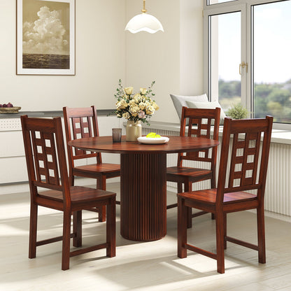Juego de 2 sillas de comedor de madera, sillas de cocina con estructura de madera maciza de caucho-Nogal