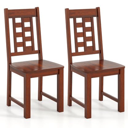 Juego de 2 sillas de comedor de madera, sillas de cocina con estructura de madera maciza de caucho-Nogal