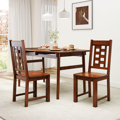Juego de 2 sillas de comedor de madera, sillas de cocina con estructura de madera maciza de caucho-Nogal