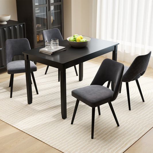48-Inch Wooden Dining Table for 4 People Rectangular Kitchen Table with Rubber Wood Legs-Black - Tampa Home & Garden Store