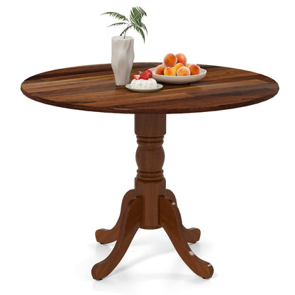 Wooden Dining Table with Round Tabletop and Curved Trestle Legs-Black