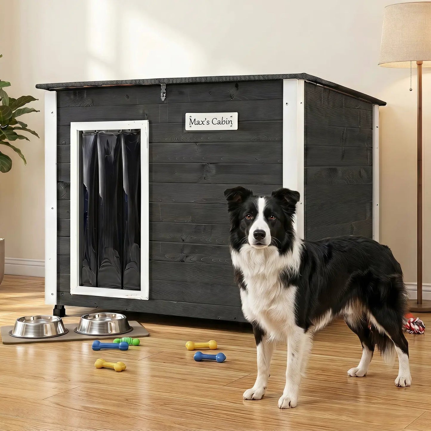 Wooden Outdoor Dog House with Openable Roof Large