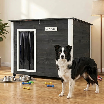Wooden Outdoor Dog House with Openable Roof Large