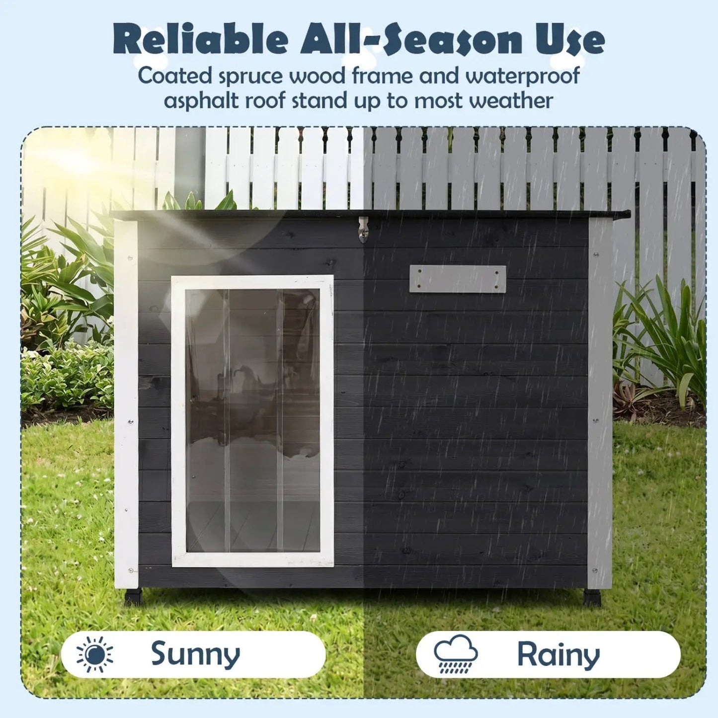 Wooden Outdoor Dog House with Openable Roof Large