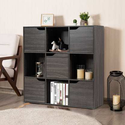 9-Cube Wooden Freestanding Bookcase for Home and Office