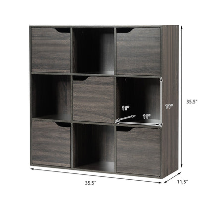 9-Cube Wooden Freestanding Bookcase for Home and Office