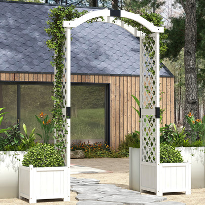 Wooden Garden Arbor with Planter and Trellis for Climbing Plants Decorations