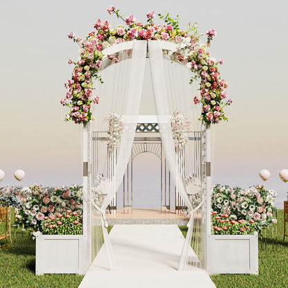 Wooden Garden Arbor with Planter and Trellis for Climbing Plants Decorations