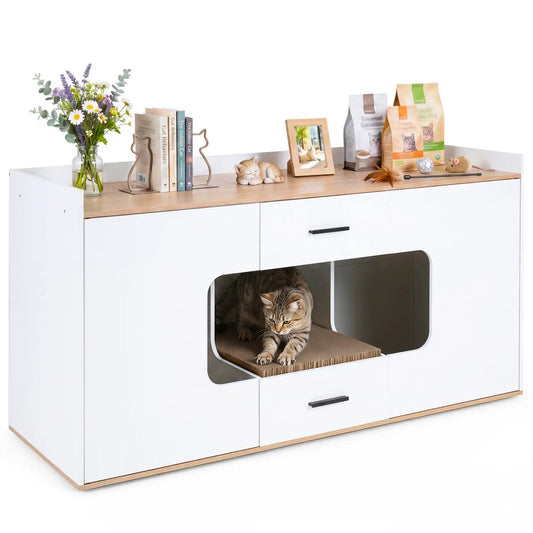 Cat House Cabinet with Litter Box Storage