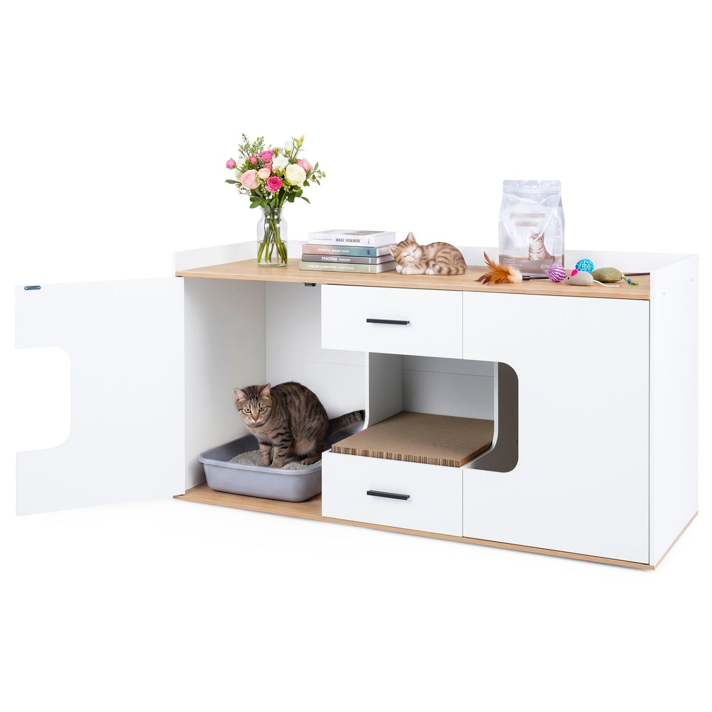 Cat House Cabinet with Litter Box Storage