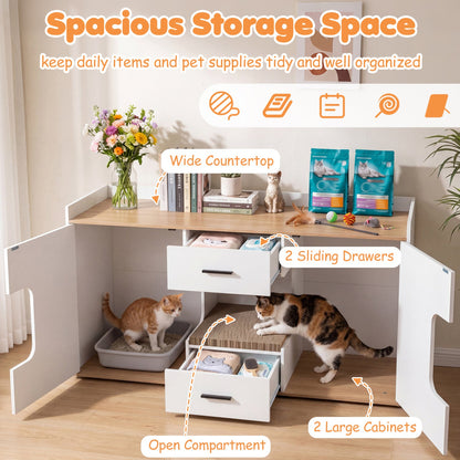 Cat House Cabinet with Litter Box Storage