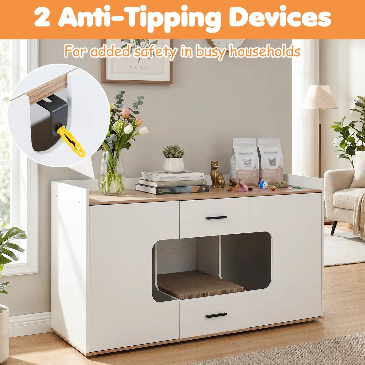 Cat House Cabinet with Litter Box Storage