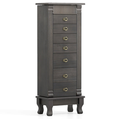 Wooden Jewelry Armoire Cabinet Storage Chest with Drawers and Swing Doors