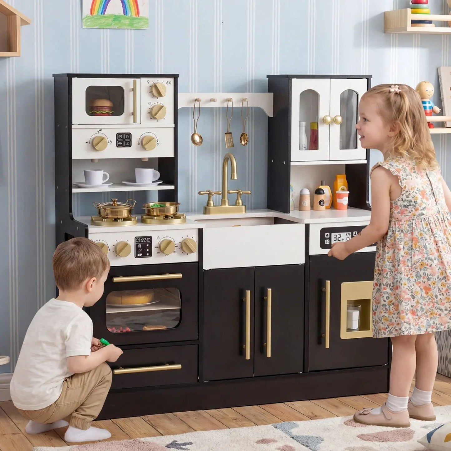 Wooden Kids Kitchen Set with Lights and Sounds