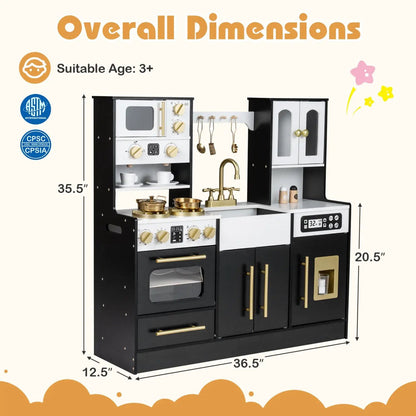 Wooden Kids Kitchen Set with Lights and Sounds