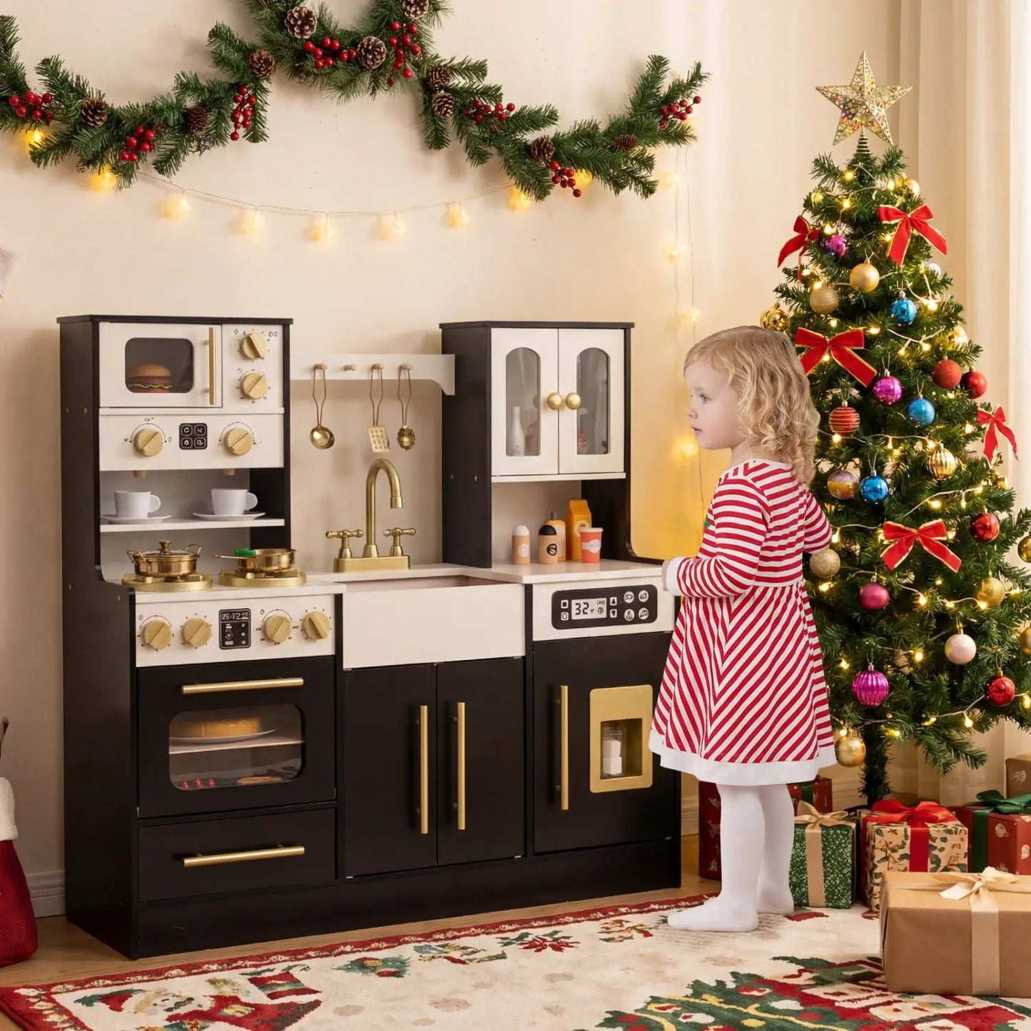 Wooden Kids Kitchen Set with Lights and Sounds
