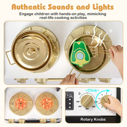 Wooden Kids Kitchen Set with Lights and Sounds