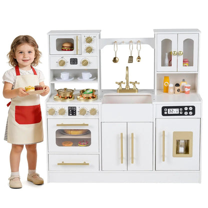 Wooden Kids Kitchen Set with Lights and Sounds