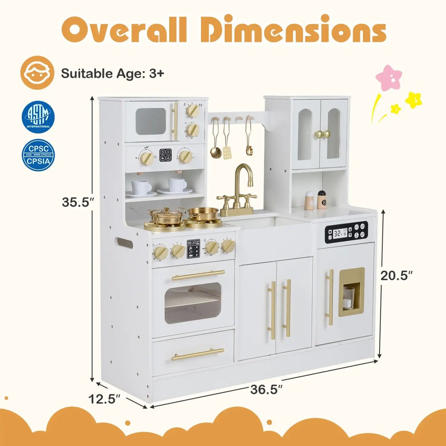 Wooden Kids Kitchen Set with Lights and Sounds