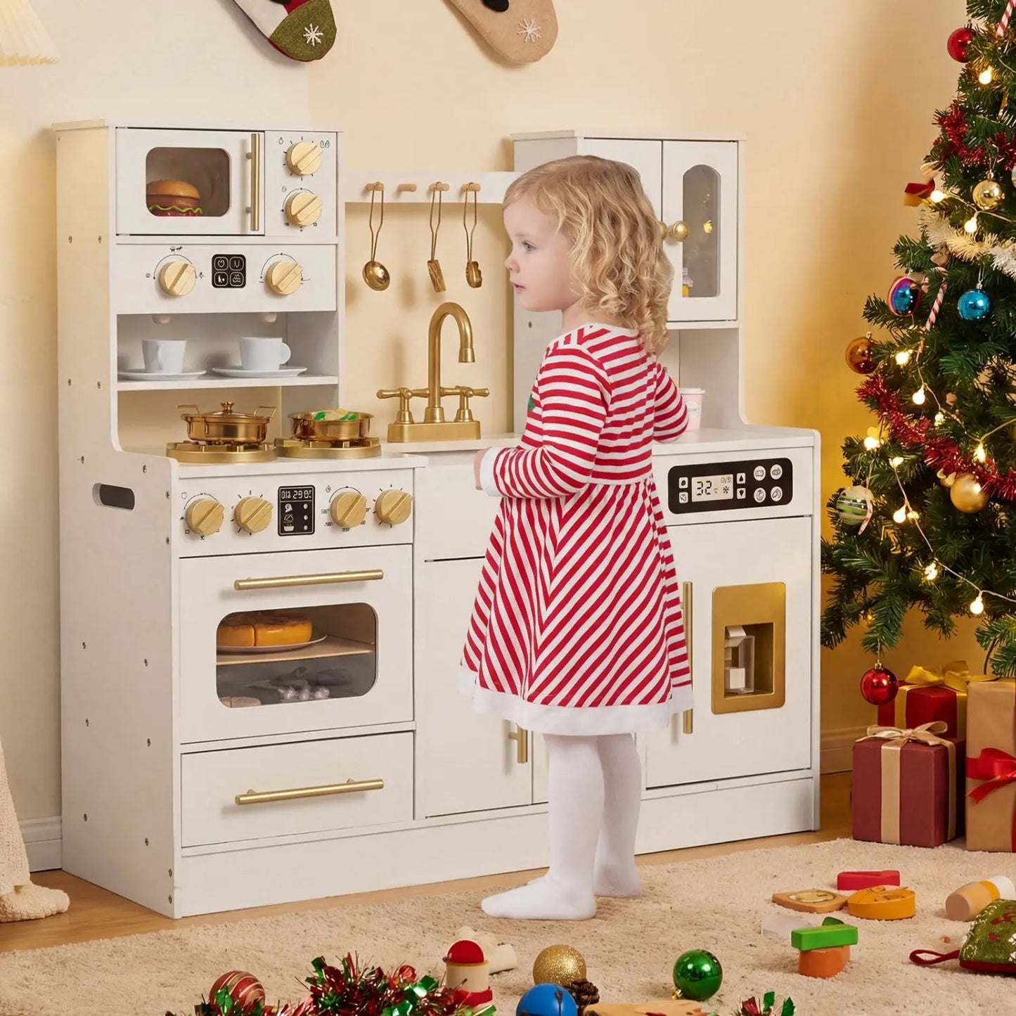 Wooden Kids Kitchen Set with Lights and Sounds