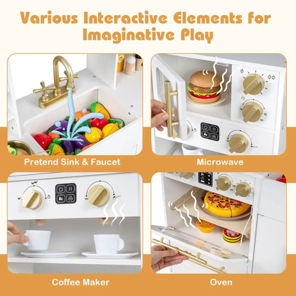 Wooden Kids Kitchen Set with Lights and Sounds