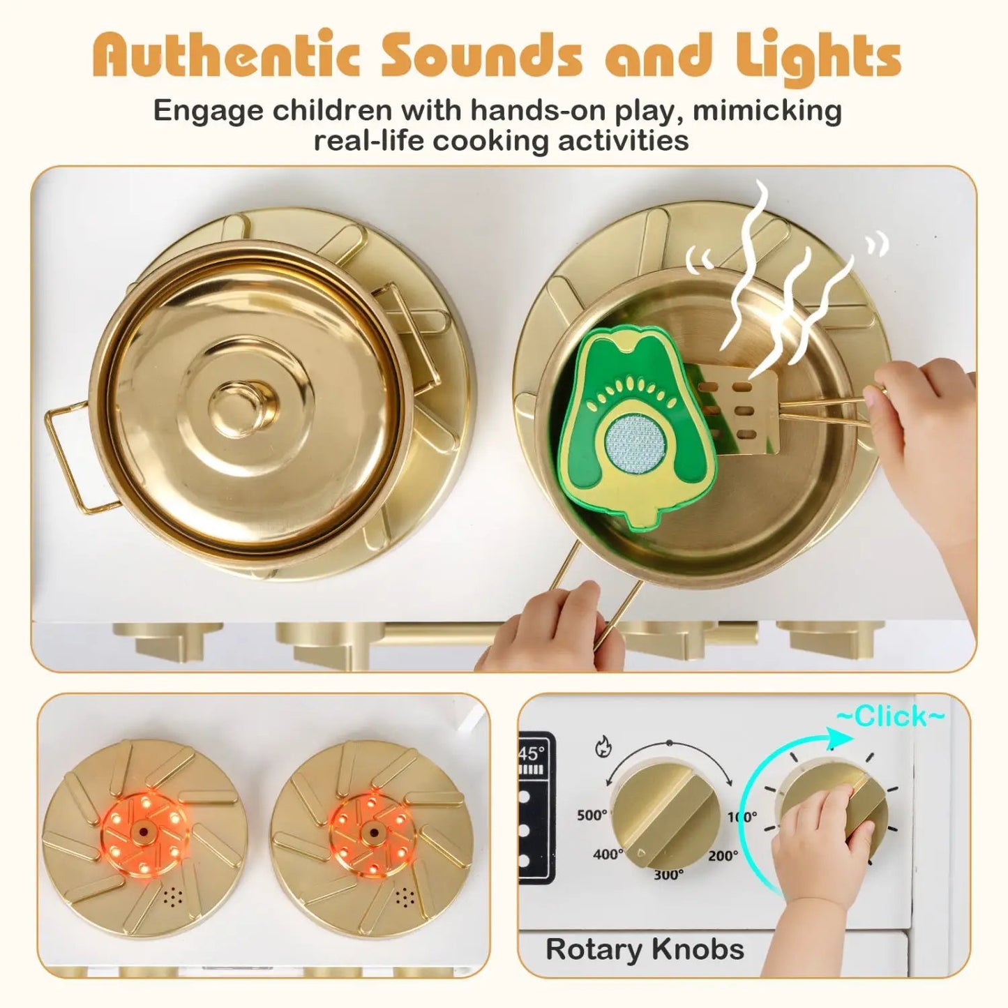 Wooden Kids Kitchen Set with Lights and Sounds