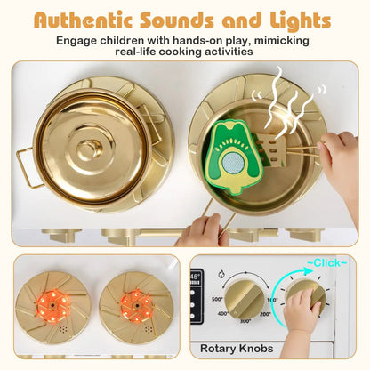 Wooden Kids Kitchen Set with Lights and Sounds