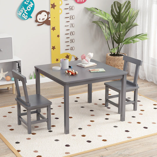Wooden Kids Table and 2 Chairs Set with Anti-slip Foot Pads - Tampa Home & Garden Store