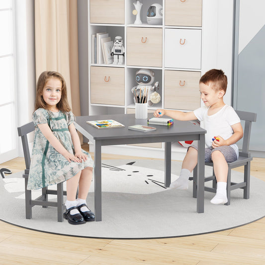 Wooden Kids Table and 2 Chairs Set with Anti-slip Foot Pads - Tampa Home & Garden Store