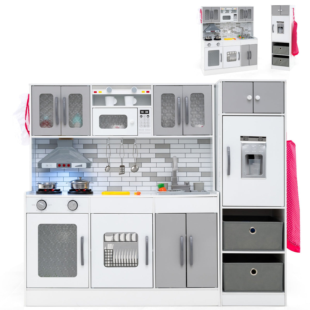 DirectDeals wooden kitchen playset with gray doors, stove and sink for ages 3+ on Tampa Home & Garden Store