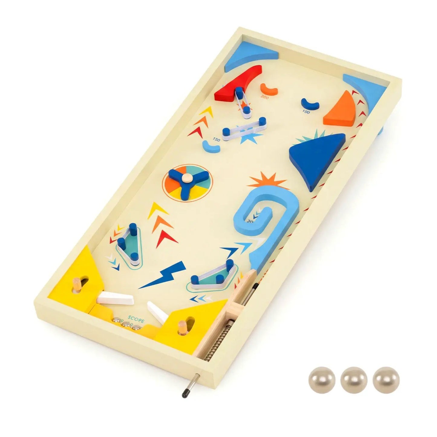 Wooden Pinball Machine with 3 Balls for All Ages
