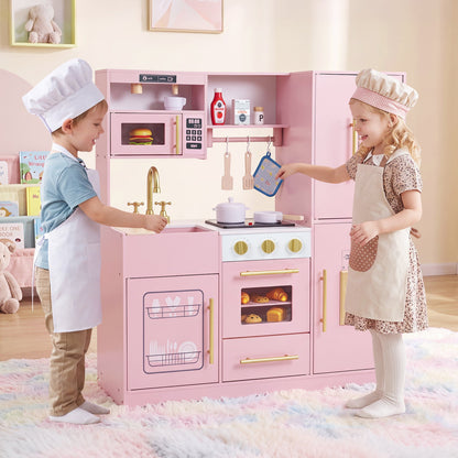 Pink wooden play kitchen set with lights and sounds by DirectDeals, stove & sink on Tampa Home & Garden Store