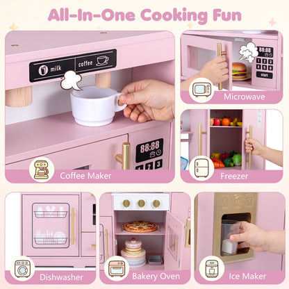 Wooden pink play kitchen set with lights and sounds by DirectDeals for ages 3+ on Tampa Home & Garden Store