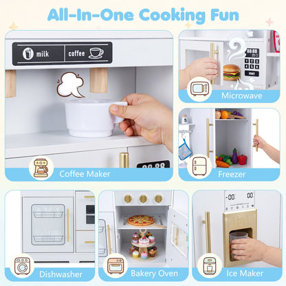 DirectDeals wooden play kitchen with lights and sounds; includes 6 toy appliances on Tampa Home & Garden Store