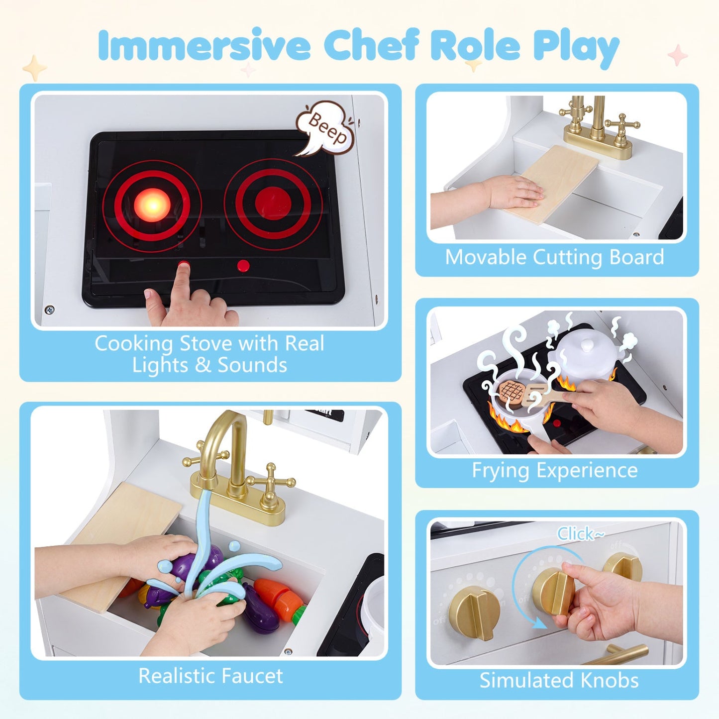 Wooden play kitchen set by DirectDeals with lights & sounds for kids 3+ on Tampa Home & Garden Store