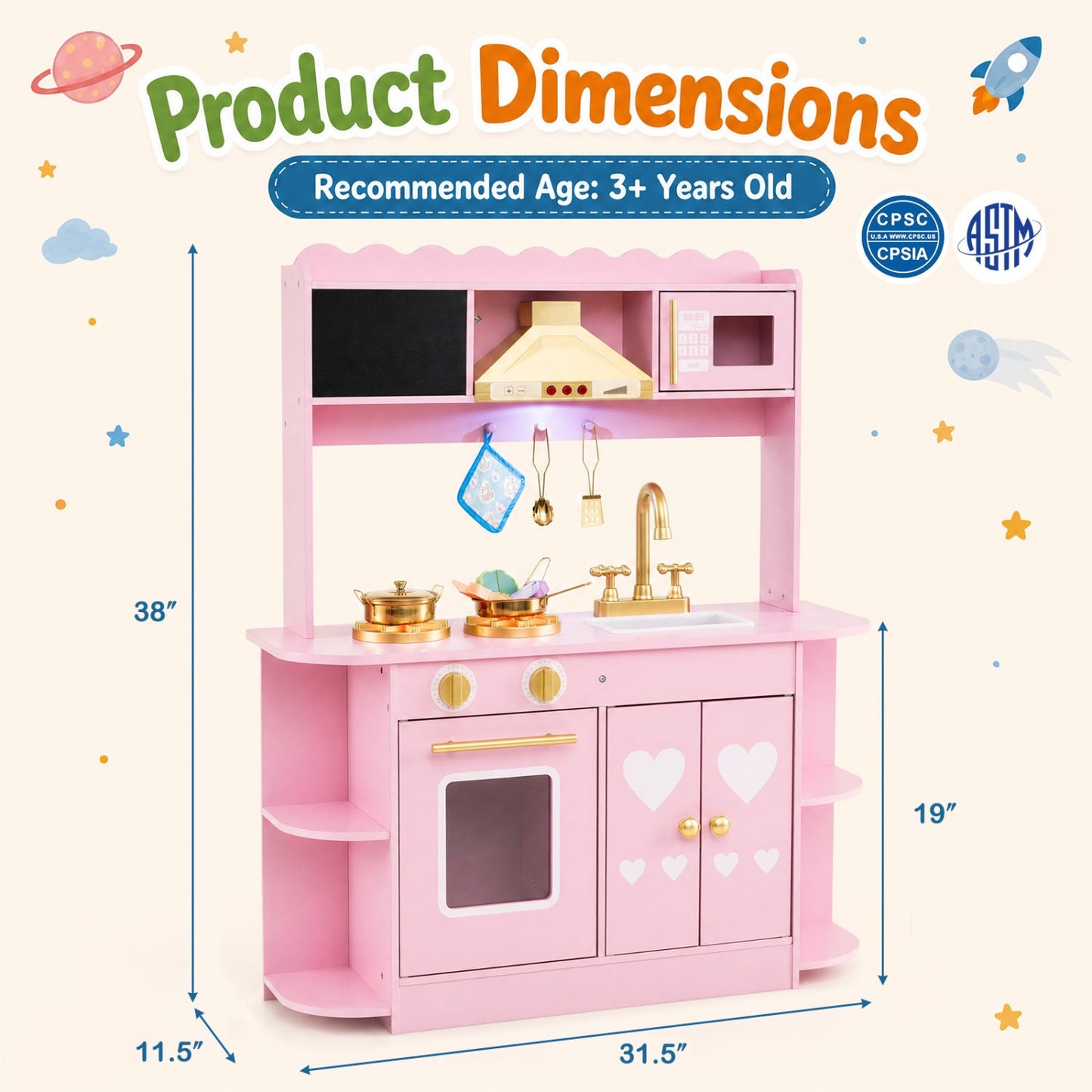 Wooden play kitchen set by DirectDeals with lights and sounds, stove and sink on Tampa Home & Garden Store