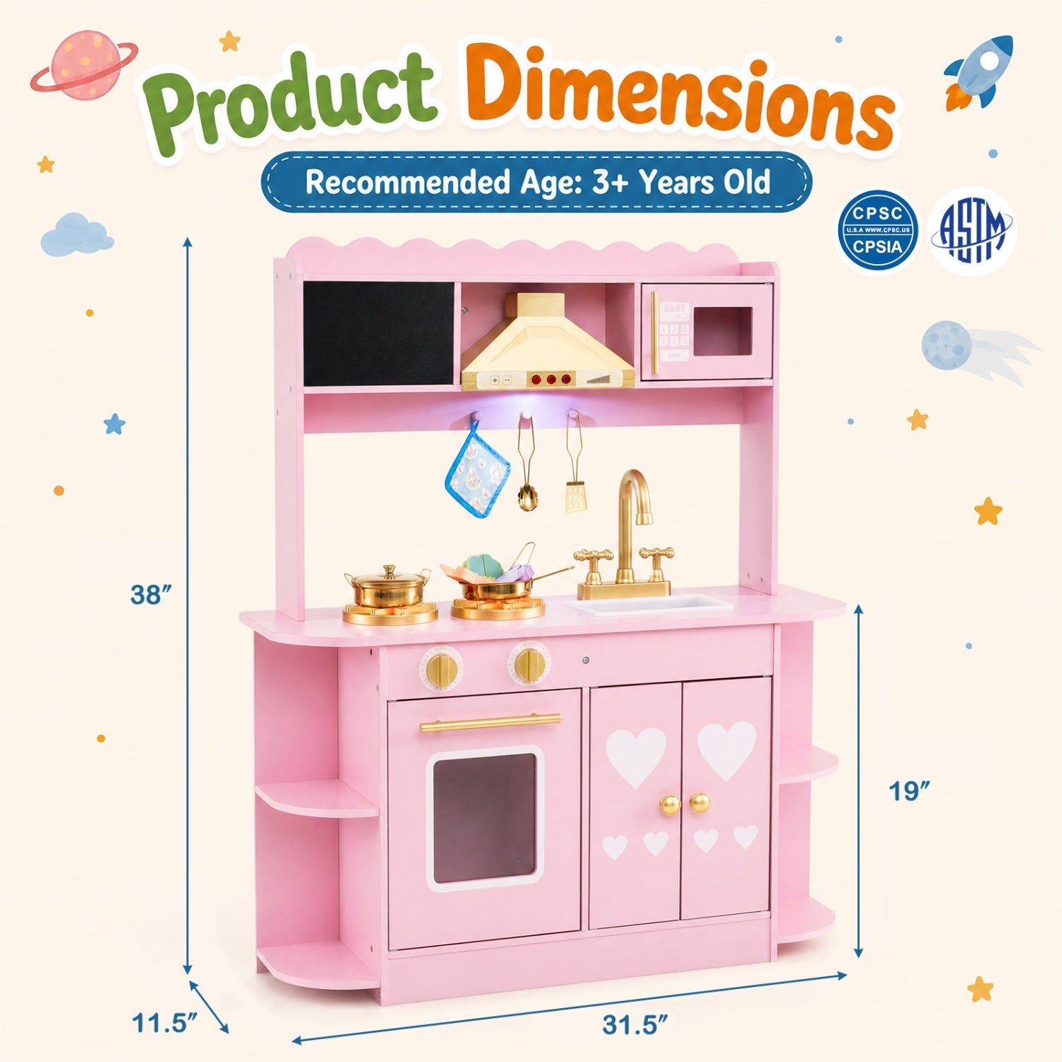 Wooden play kitchen set by DirectDeals with lights and sounds, stove and sink on Tampa Home & Garden Store