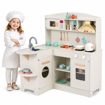 DirectDeals wooden play kitchen set with lights & sounds, white finish, sink, stove, microwave on Tampa Home & Garden Store
