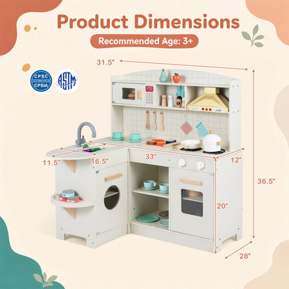 Wooden play kitchen set white with lights and sounds by DirectDeals on Tampa Home & Garden Store