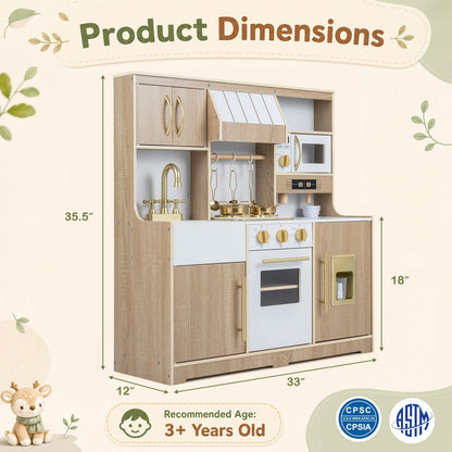 Wooden play kitchen set with lights and sounds for toddlers, natural wood, DirectDeals on Tampa Home & Garden Store