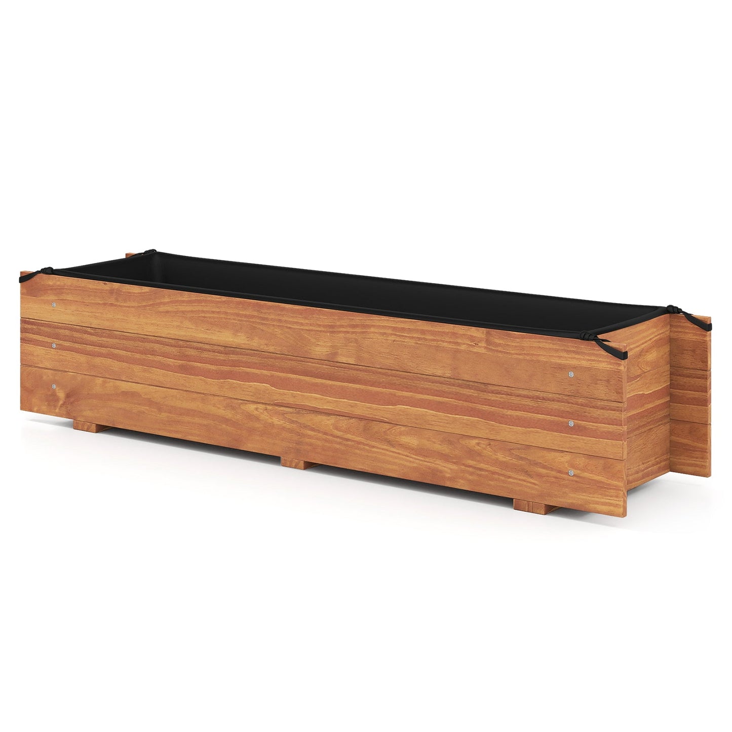 Wooden Raised Garden Bed with Drainage Holes and Liner Elevated Rectangular Planter Box-Orange