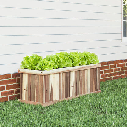 Wooden Raised Garden Bed Natural Acacia Wood Rectangular Planter Box with Drainage-Natural