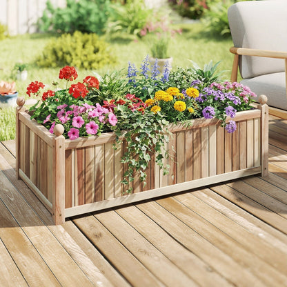 Wooden Raised Garden Bed Natural Acacia Wood Rectangular Planter Box with Liner-Natural
