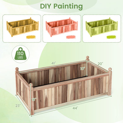 Wooden Raised Garden Bed Natural Acacia Wood Rectangular Planter Box with Liner-Natural