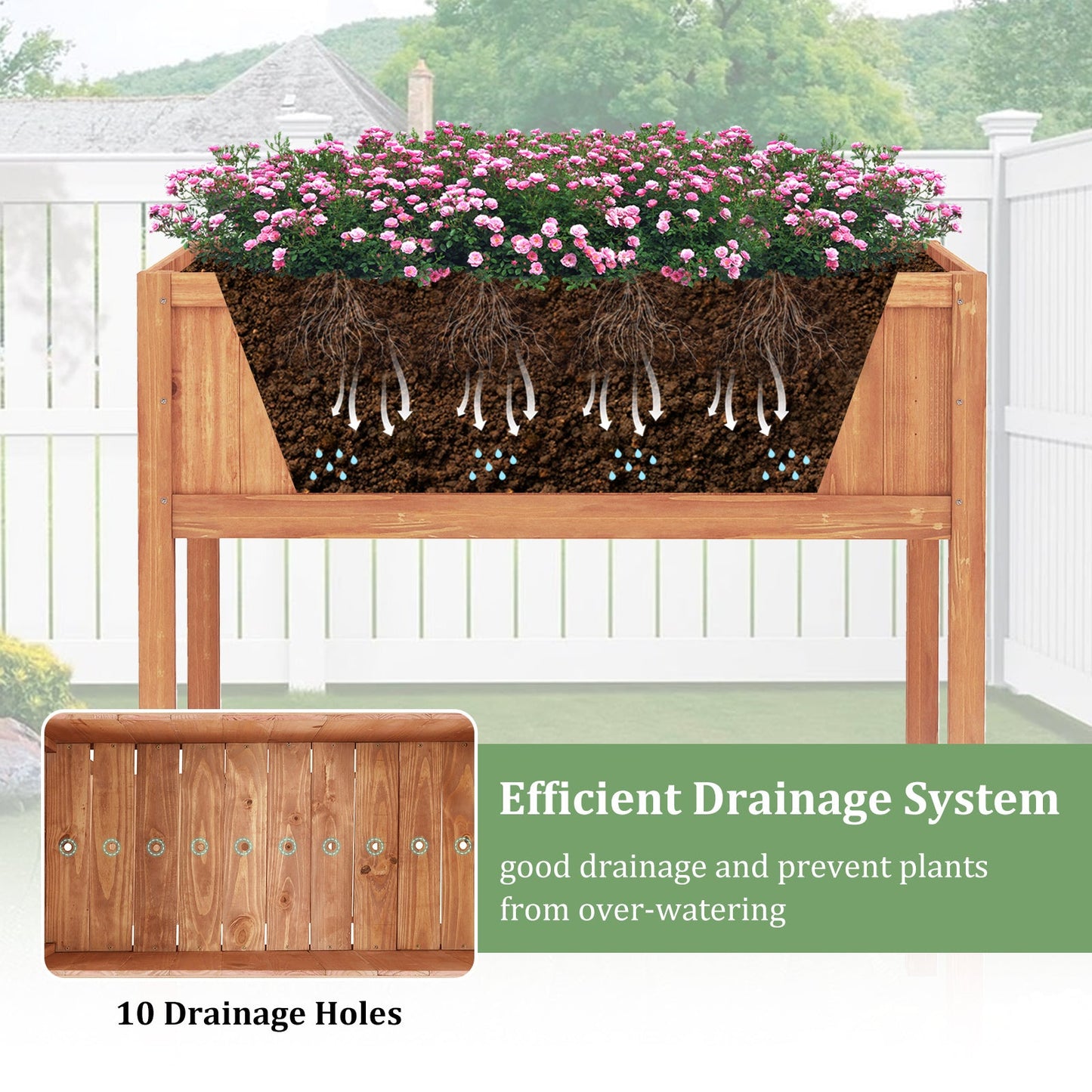 Wooden Raised Garden Bed with Storage Shelf and 220 LBS Capacity-Orange