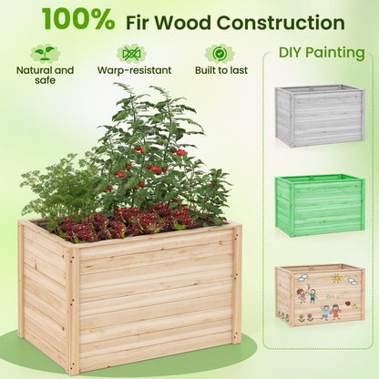 Wooden Raised Garden Bed Elevated Planter Box with Open-Ended Base