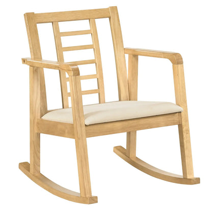Wooden Rocking Chair with Upholstered Seat