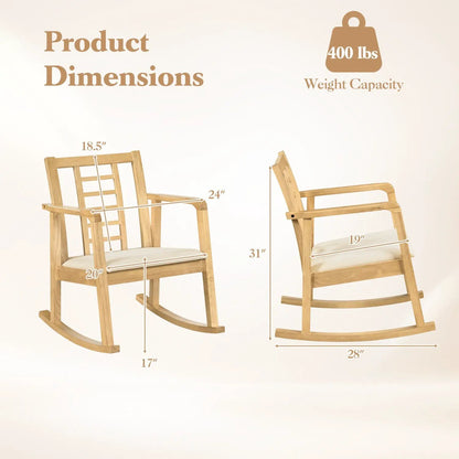 Wooden Rocking Chair with Upholstered Seat